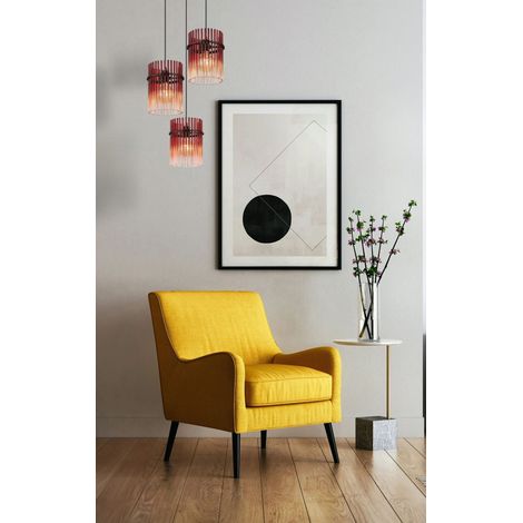 Lampada a sospensione tavolo da pranzo soggiorno lampada a sospensione in vetro nero rosso, aste in vetro, metallo, 3x E27, DxH 47x140 cm (1/4)
