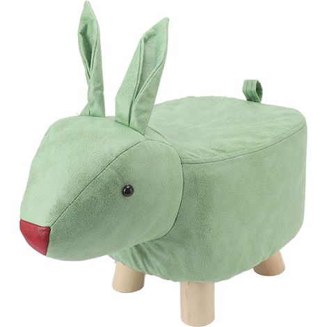 Tabouret en bois en forme d'animal de dessin animé, idéal pour la chambre d'enfant, le salon ou la cour. Vert.