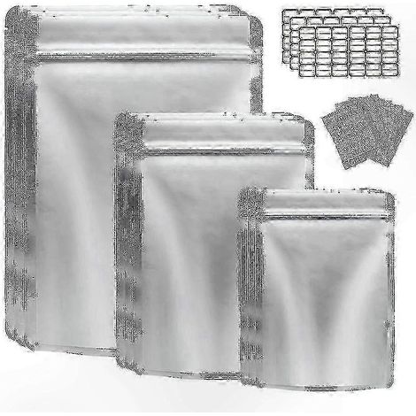 Lot de 50 sachets Mylar avec absorbeurs d'oxygène pour la conservation des aliments, refermables, pour céréales et noix. (1/5)