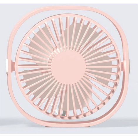 Kleiner, leiser, tragbarer USB-Ventilator (nur USB-Betrieb, kein Akku), kühlend, 3 Geschwindigkeitsstufen, verstellbar, 360° drehbar, für Zuhause, Büro, Schlafzimmer, Pink