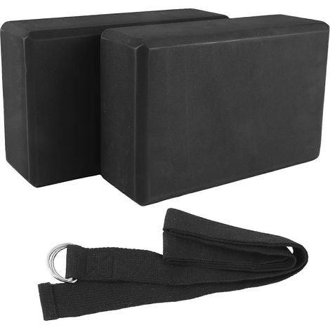 Ensemble de 2 blocs et sangles de yoga, bloc en mousse EVA haute densité pour soutenir et améliorer les postures et la flexibilité. (1/5)