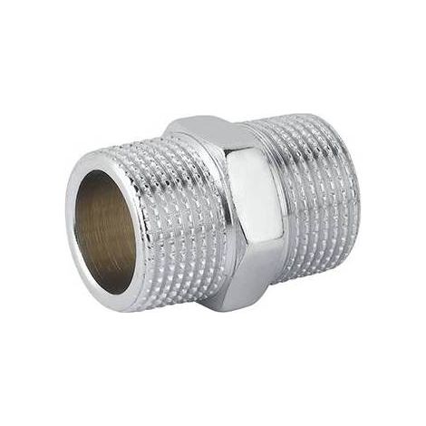 10 x RACCORD DOUBLE PROLONGÉ MM LAITON CHROMÉ Taille : 3/4