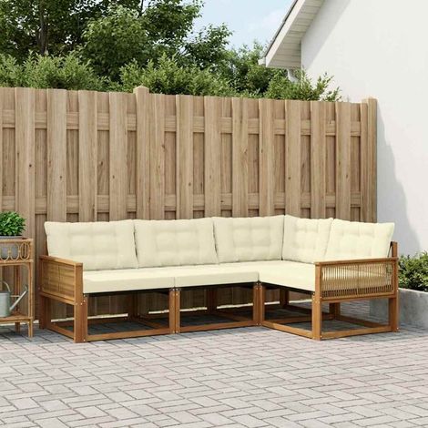 vidaXL Set di divani da esterno con cuscino 4 pcs Naturale e