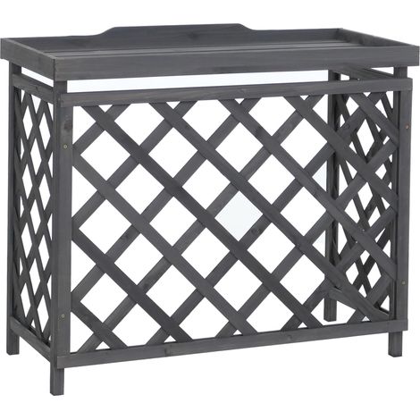 Cache pour climatiseur/échangeur thermique HWC-Q14, cache en bois certifié MVG 78 x 90 x 45 cm - gri