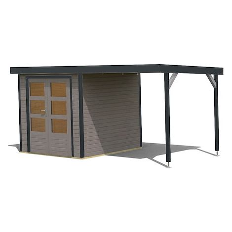 GH Jupiter D wgrau 213x217x211 mit Anbaudach 240cm metal anth