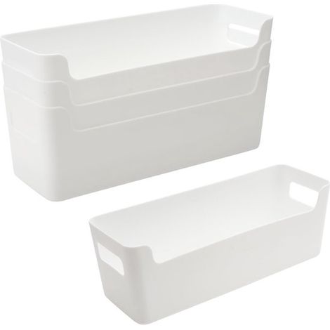 4-teiliges Badezimmer-Organizer-Set，weiße Aufbewahrungskörbe，Kunststoff-Schubladenboxen für Küche (1/5)