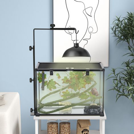 Soporte para lámpara de calor para terrarios, altura regulable, 40x15x95cm, negro (1/5)