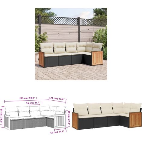 Salon de jardin 5 pcs avec coussins noir résine tressée - Ensemble Salon De Jardin - Meuble Extérieur - Résine Tressée - Rotin Synthétique - Mobilier De Jardin - Home & Living (1/3)