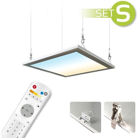 CCT LED Panel 30x30cm Spezialmontageset 18W 3000K-6000K inkl. Fernbedienung, Seilabhängung und Halter (1/5)