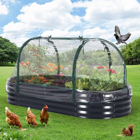 Potager Surélevé en Acier Galvanisé 180 × 90 × 30 cm avec Housse (1/5)