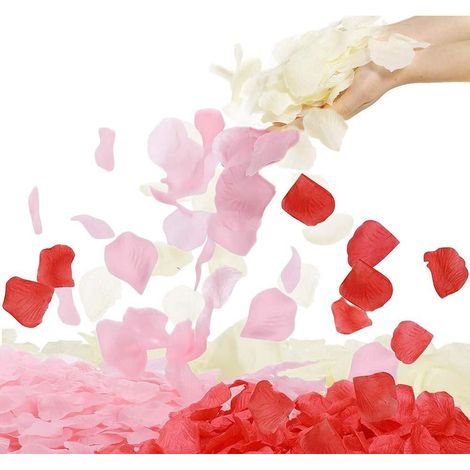 JANMIR-4000 pétales de roses artificielles en soie de couleurs assorties, pour une soirée romantique, la décoration de vases pour mariages, événements et fêtes. (1/5)