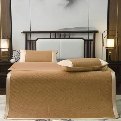 Colchón genérico de bambú y ratán, juego de colchonetas de verano plegables y frescas para dormir, colchonetas plegables de fibra de ratán para cama doble (tamaño: juego de 3 piezas, 150 x 200 cm) (1/5)