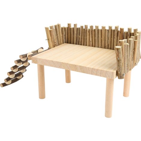 Plateforme d'escalade pour hamster, jouet à mâcher en bois, aire de jeux avec clôture pour petits animaux de compagnie (planeur de sucre, ours doré, etc.), modèle universel (1/5)