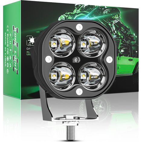 Phare LED 3 pouces 40W 20W 1700LM 4LED 3030 DC9-80V IP67 faisceau mixte, projecteur de travail pour voiture moto camion 4x4 VTT bateau chantier(4pcs) (1/5)