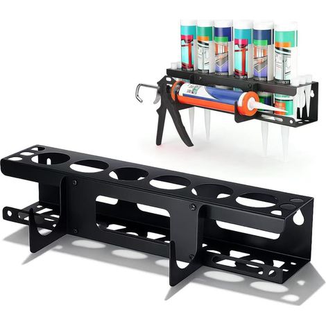 Porte-bombe aérosol mural - Organiseur d'atelier - Support pour bombes aérosols - Pistolet en silicone et porte-gants - Porte-outils stable en acier au carbone pour mur à outils, garage, atelier (1/5)