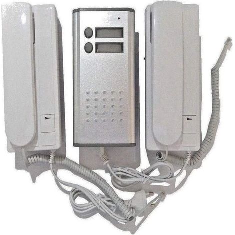 TrAdE Shop Traesio - Kit Citofono Bifamiliare Apriporta Cancello 2 Fili Due Cornette - (1/2)