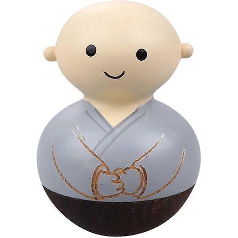gobelet en bois décoratif représentant un moine, objet de bricolage créatif fait main, accessoire idéal pour la maison ou comme cadeau (gris, yeux ouverts)-7x5 cm-Grey