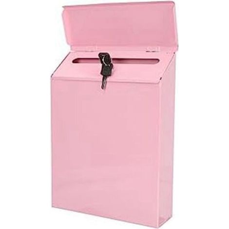 Abschließbarer Wandbriefkasten mit Schlüssel. geeignet für Homeoffice. Rosa