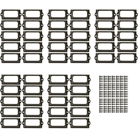 FITLAB-50 Pièces Porte Etiquettes Cadre, Porte-Étiquettes en Métal, Porte-Étiquettes pour Cartes de Nom de Tiroir, pour Plaques Nominatives, Armoire D'apothicaire, Tiroir D'archivage (1/4)