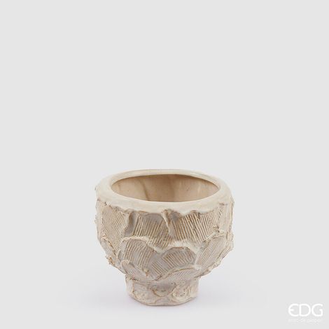 EDG Enzo De Gasperi Vaso Chakra Stucco con Piede H 16 Cm D 20 Cm Waterproof Ivory