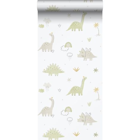 papier peint dinosaures beige, vert et blanc - Sanders & Sanders (1/5)