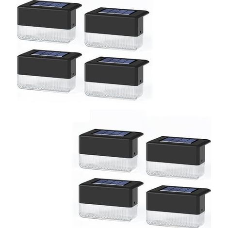 8 Pack Solar Railing LED Lights, Solar Lights Outdoor, Solar Step Light Waterproof Solar Step Light Used for Stairs, Fence, Deck, Garden