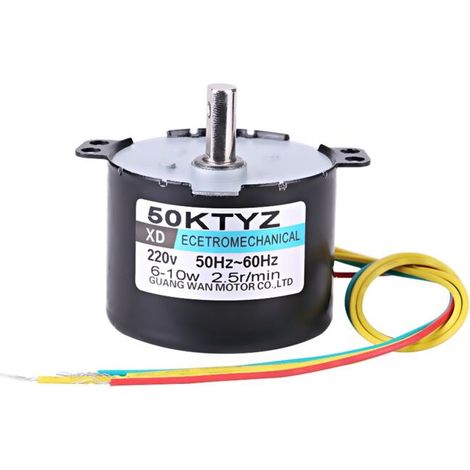 Motore sincrono 50KTYZ AC 220V 10W 0,5A elettrico a bassa velocità a magnete permanente CW/CCW 2,5/20 giri/min ad alta coppia con ingranaggi in metallo per giradischi (2,5 giri/min)