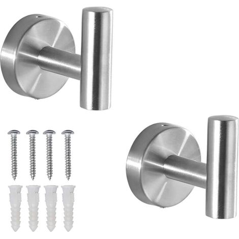 Towel Hooks, SUS 304 Stainless Steel Bathroom Hooks, Heavy Duty Bathroom Wall Hooks, Wall Hooks, Set of 2 Towel Hooks