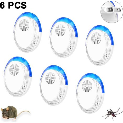 Répulsif à ultrasons contre les insectes - Moustiques, souris, cafards, fourmis, araignées, insectes. Branchement électronique. Utilisation : maison, bureau, hôtel, garage, entrepôt. (1/5)