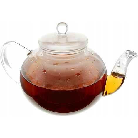 JARRA DE VIDRIO CON INFUSOR 1L PARA T脡 CAF脡 AGUA CALIENTE FILTRO COLADOR (1/5)