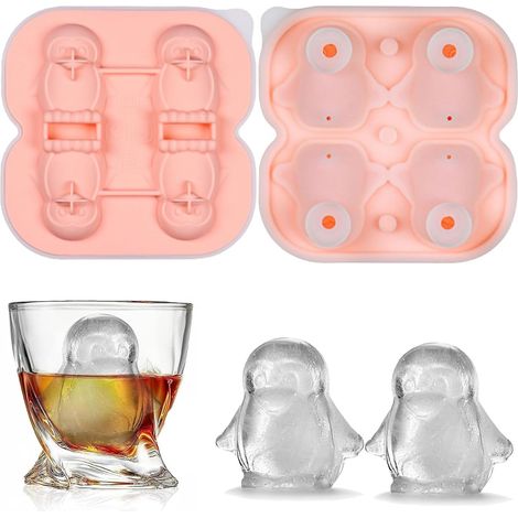Silikonblöcke, 1 Stück Pinguin aus Silikonblöcken mit Deckel, gebrauchsfähige Zutaten für Cocktails, Obst, Fruchtpüree, Süßigkeiten