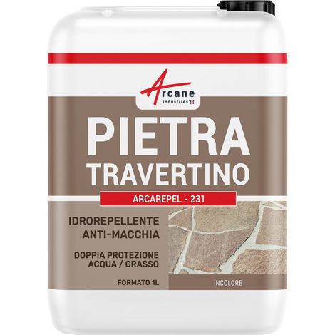 Idrorepellente per travertino esterno e per pietre naturali, trattamento antimacchia ARCAREPEL - 231 - 1 L (fino a 5 m²) - ARCANE INDUSTRIES
