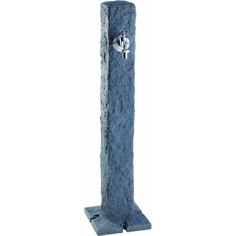 Garantia – Fontaine de jardin en granit PE – Aspect pierre naturelle – Socle de fixation avec 4 points d’ancrage – Raccordement par le bas 3/4" (1/5)