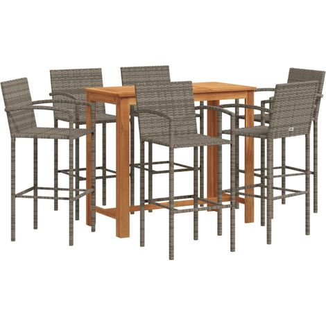 Maison Exclusive - 7-tlg. Gartenbar-Set Grau Massivholz Akazie un