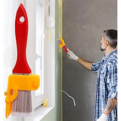 Pinceaux de peinture- Pinceau bloc - Peinture pour les murs- 3 pinceaux muraux - finition des bords verrouillés en coin, pinceaux de séparation des couleurs - outil de bord - jaune - 20x3 cm (1/5)