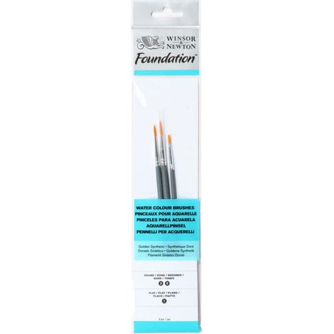 Pinceau - WINSOR & NEWTON - Fondation Aquarelle - Set de 3 & 5 - Rond et Plat - Contrôle optimal