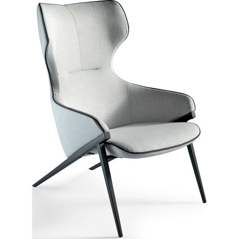 Fauteuil rembourré structure acier inoxydable peint époxy - Gris clair, noir (1/5)