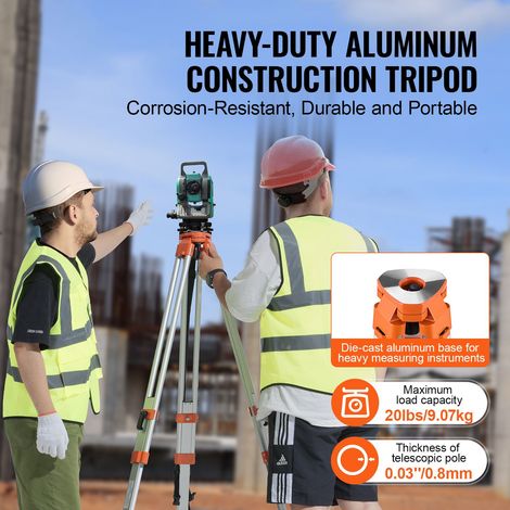 Trépied pour niveau laser, monture filetée 5/8"-11, hauteur réglable 42-166 cm, jambes télescopiques pieds anti-dérapants, trépied topographie chantier professionnel (1/5)