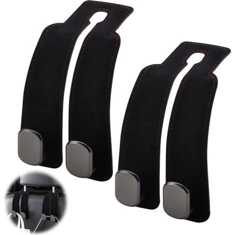 Set mit 2 Auto-Kopfstützenhaken, Universal-Autositzhaken, Kopfstützenhaken für die Rücksitzlehne, Auto-Innenausstattung, Aufhänger (schwarz) (1/5)