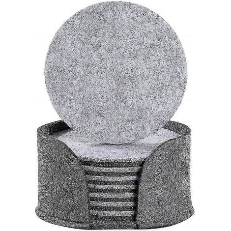 Lot de 8 sets de table ronds en feutre résistant pour la cuisine et la salle à manger, pour bols, assiettes et tasses. (1/5)