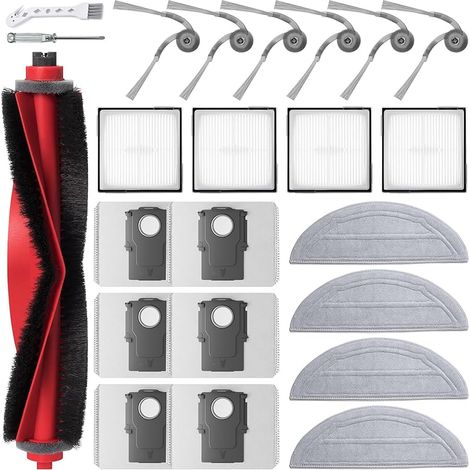 Kit d'accessoires pour Roborock Q10 S5+ / Q10 X5+ Aspirateur, 1 Brosse Principale, 6 Sacs à Poussière, 4 Filtre, 4 Serpillères, 6 Brosse Latérale (1/5)