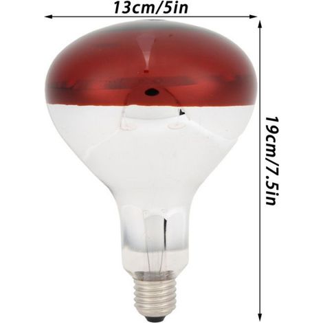 Ampoule chauffante, 250 W, 220 V, 19 x 13 x 13 cm, pour poulets et volailles Étiquette (1/5)