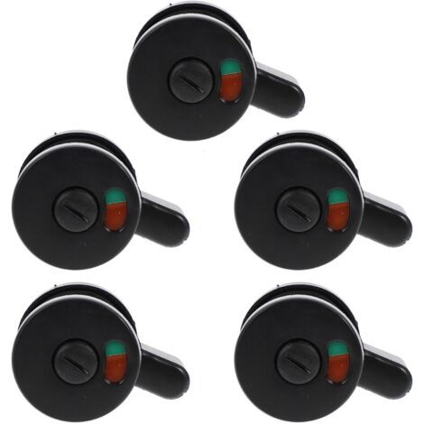 Lot de 5 Serrures de Porte en Plastique Noir Indicateur D’Occupation pour Toilettes Publiques Serrure de Porte de Séparation Verrou Intimité Wc pour Centres Commerciaux et Lieux
