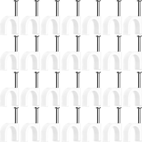 100 Pièces Cavalier Cable Electrique, Fixation Cable Electrique, Attache Fil Electrique, Attache Cable Mural, Clips de Cable, avec (1/5)
