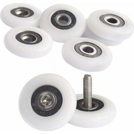Lot de 8 Poulies de Douche 25mm pour Porte de Cabine - Roulettes de Remplissage avec Vis Incluses - Compatible avec la Plupart des Modèles de Portes de Douche (1/4)
