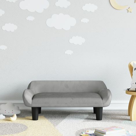 Canapé pour enfants, Fauteuil enfants, Canapé Relax Salon, Canapé droit fixe gris clair 70x40x24 cm velours MJU1845 (1/5)