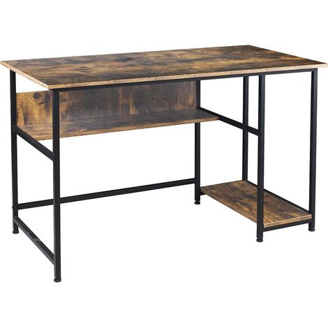 Scrivania con Mensola Libreria Tavolo Porta PC Computer Metallo Legno 120x60x76