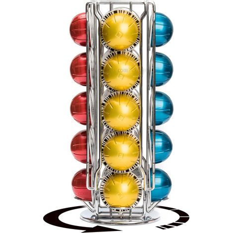 1 Porte Capsules,Acier Chromé,Rotatif 360 Degrés,Capsule Nespresso Vertuo,Rangement Cuisine (1/5)