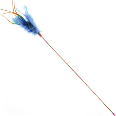 Bleu - Bâton taquin pour chat avec plumes 65 cm (1/2)