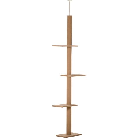 Arbre à chat réglable en hauteur, arbre à grimper et à jouer, marron clair, 43 x 27 x 228-260 cm, pour jouer et se détendre.